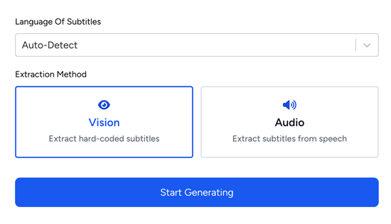 Extract subtitles with automatic language detection